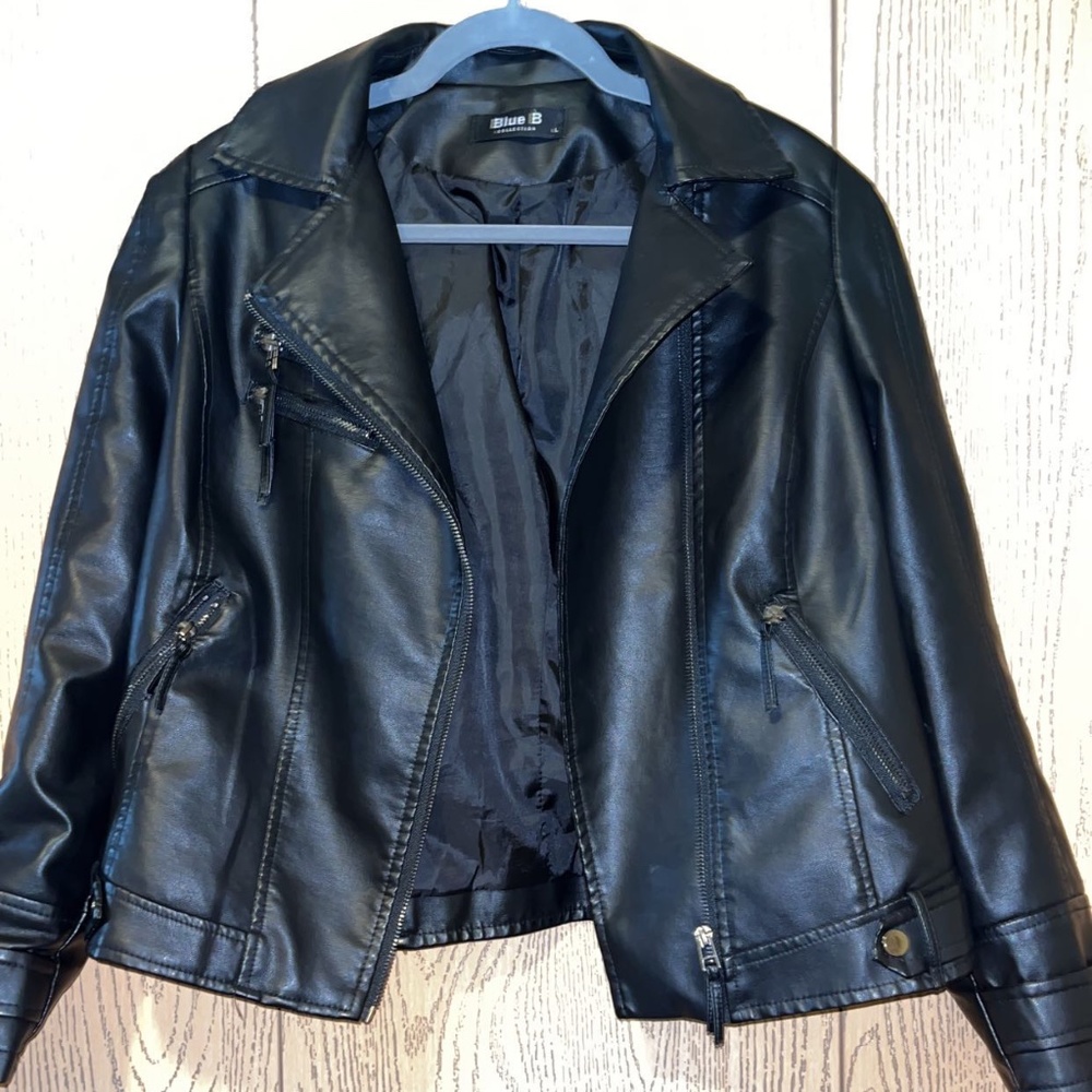 Faux leather moto jacket